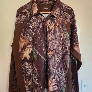 Mens Under Armour Mossy Oak Break up Camo Long Sleeve Pull-over Shirt Size L